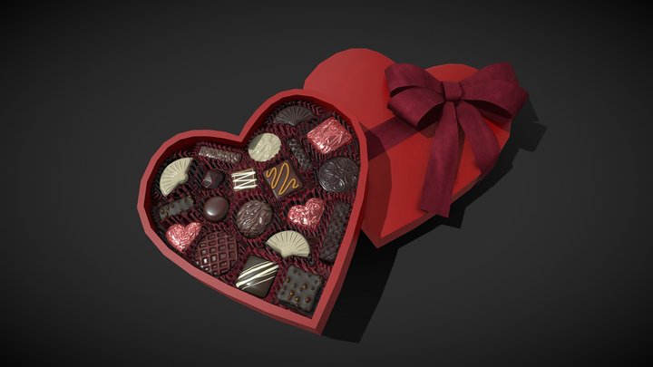 Valentine Chocolate Heart Box 3D Model