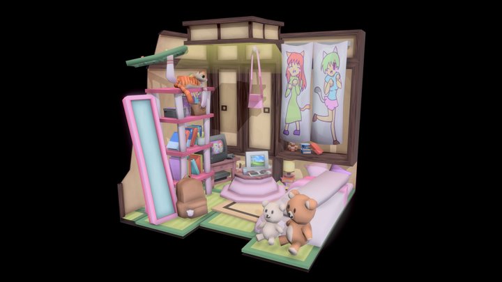 DAE Crib 2000's Japanese geek girl 3D Model
