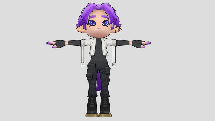 Handpaint Lowpoly OC Character （T-Pose） 3D Model