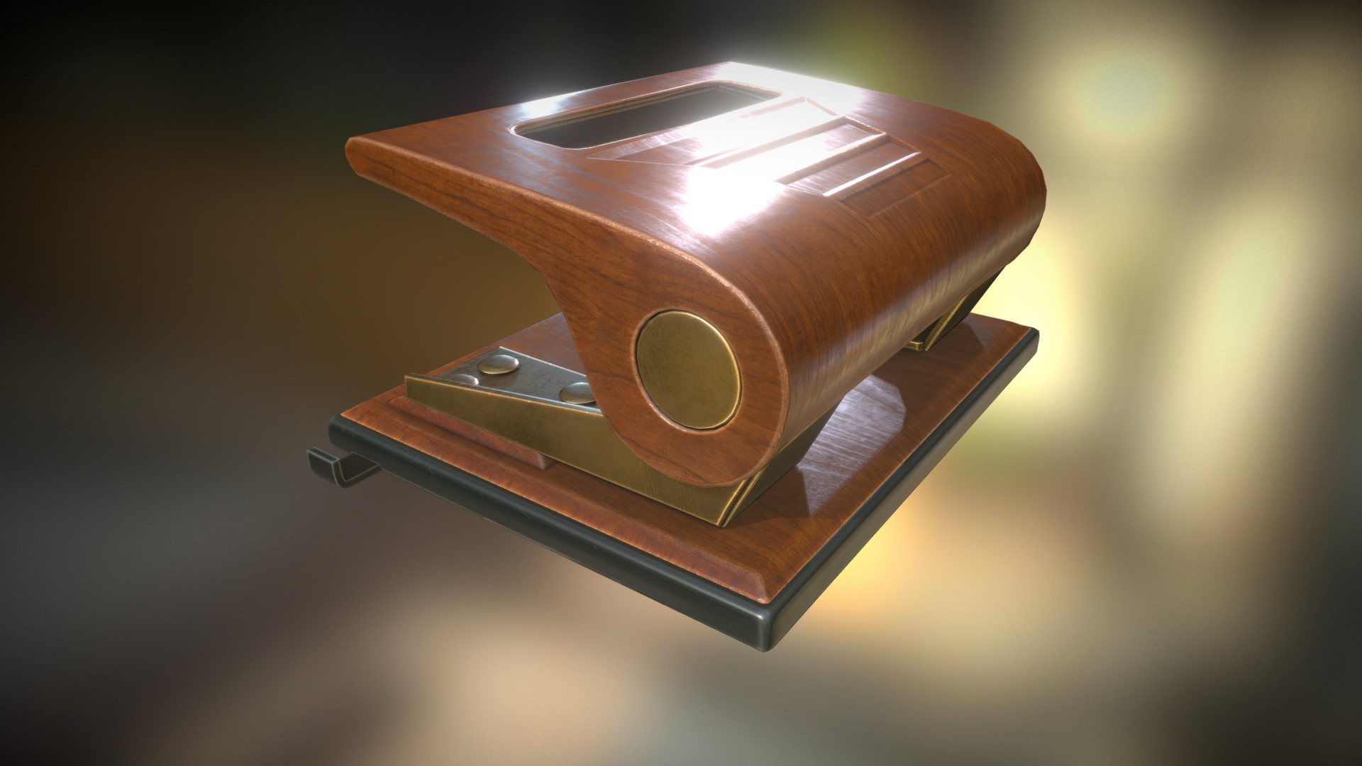 3D model Hole Punch Wood Version 1 Rigged and Animated - This is a 3D model of the Hole Punch Wood Version 1 Rigged and Animated. The 3D model is about a wooden box with a lid.