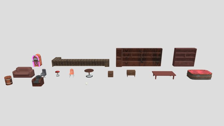 Pack/Kit objects for Bar - LOW POLY 3D Model