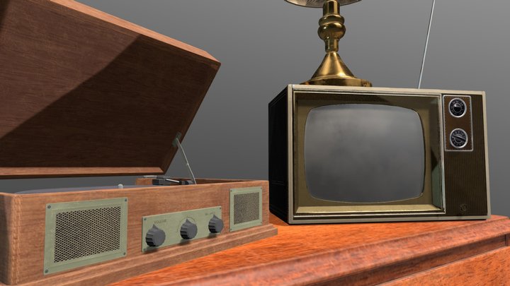 Old TV Scene 3D Model