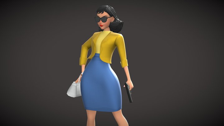 Girl with Gun 3D Model