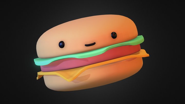 Cute Hamburger - Free 3D Model 3D Model