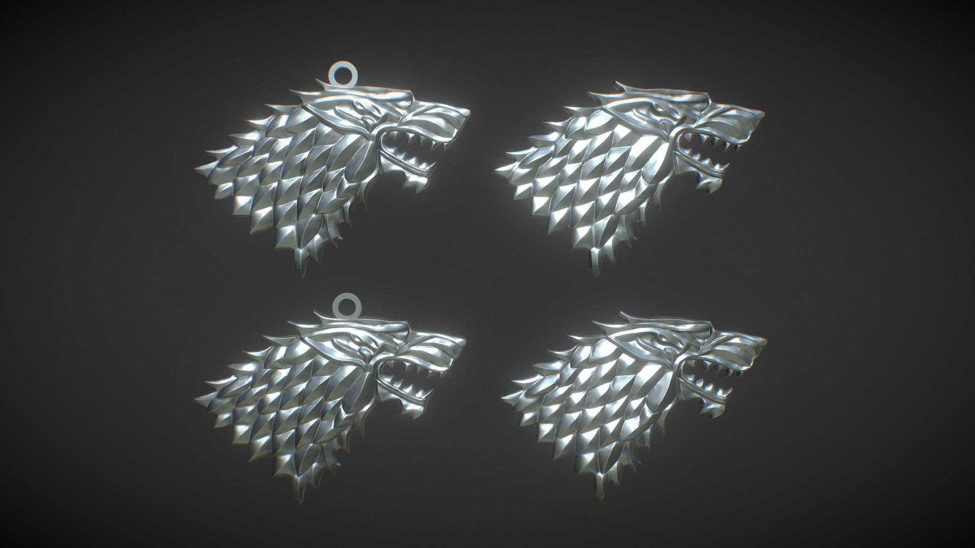 3D model Game Of Throne Stark Amulet 3D print - This is a 3D model of the Game Of Throne Stark Amulet 3D print. The 3D model is about a group of white and black crystals.