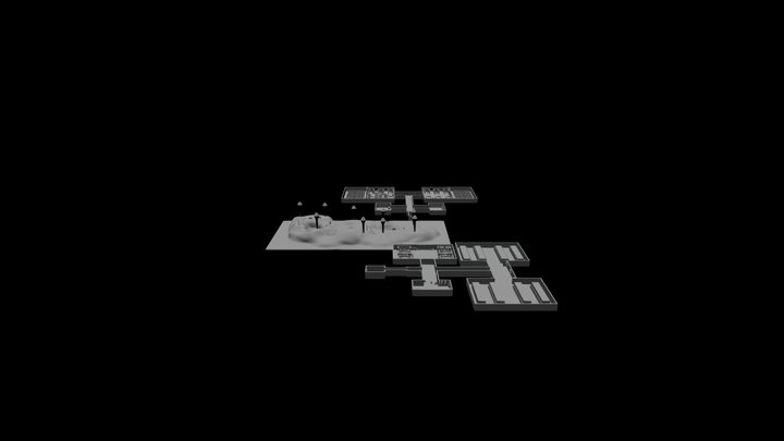 Level 3 Year 2 Horror Game Map Greybox 3D Model