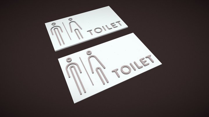 3D Toilet Signage Board 3D Model
