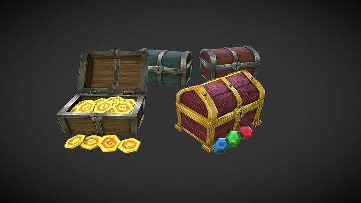 Lowpoly RPG Treasure Chest 3D Model