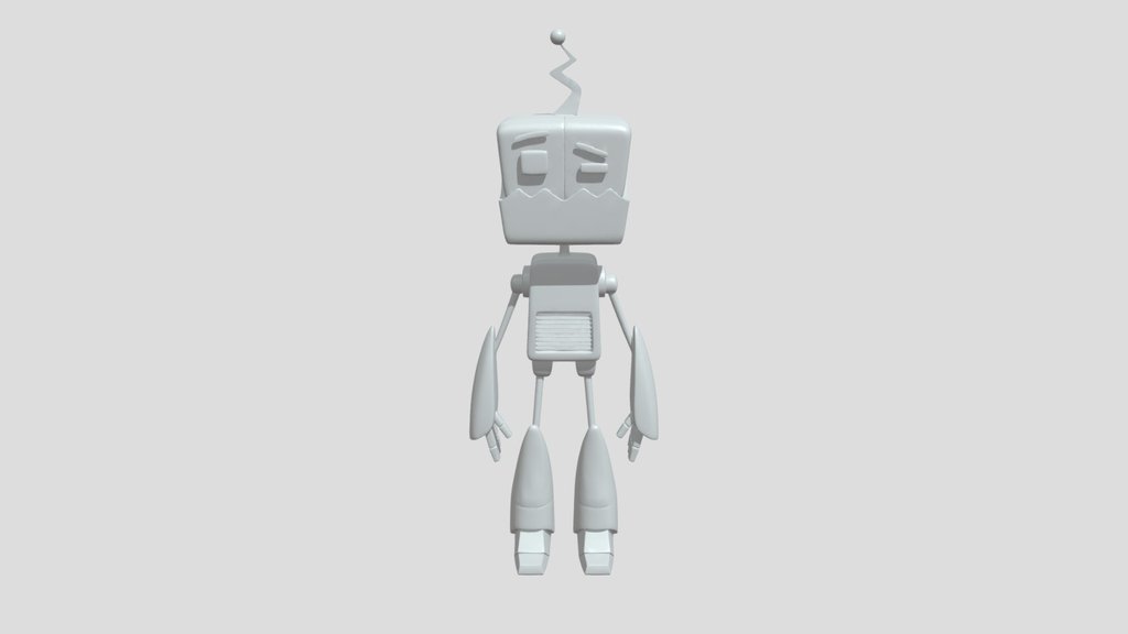 A red stylized robot figurine