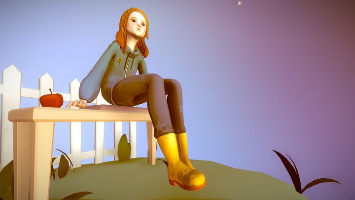 Girl in the garden at night 3D Model