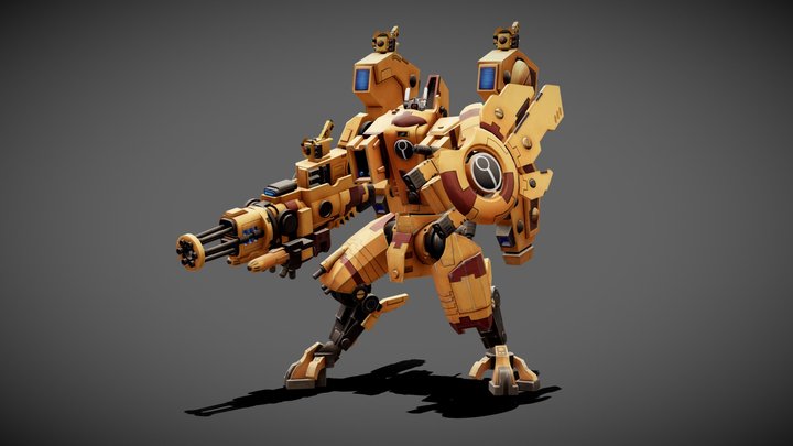 Riptide tau xv battlesuit robot rigged animated 3D Model