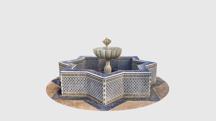 Exquisite Moroccan Zellij Handcrafted Fountain 3D Model