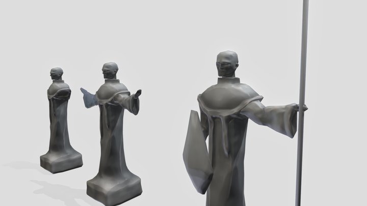 Lowpoly and stylized Statues 3D Model