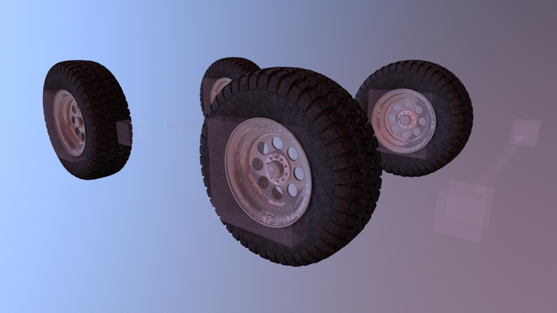 3D model Wheel Rig - This is a 3D model of the Wheel Rig. The 3D model is about a group of tires.