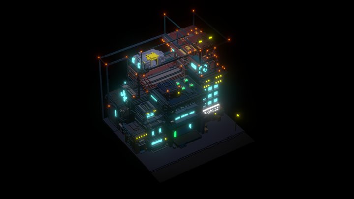 Future city voxelart 3D Model
