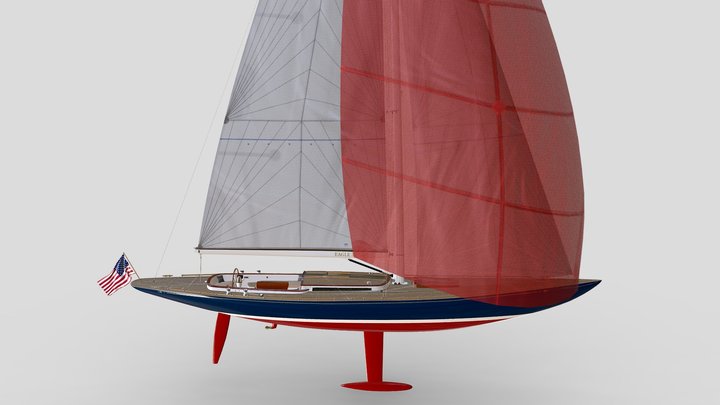 Leonardo Yacht Eagle 54 Blue Red 3D Model