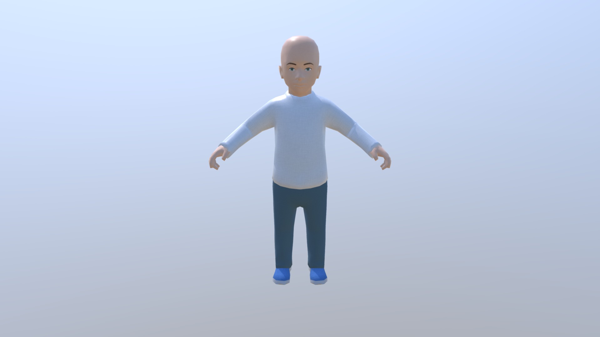 3D model Little boy - This is a 3D model of the Little boy. The 3D model is about a toy figure with a white shirt.
