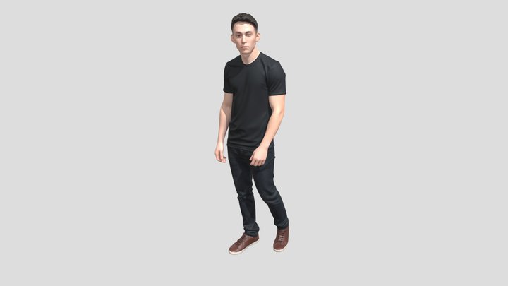 Casual Portrait In Black T-Shirt And Dark Jeans – Modello 3D gratuito STL