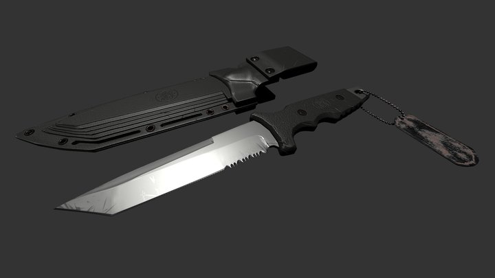 Smith & Wesson SW7 Tactical Knife Game Asset 3D Model
