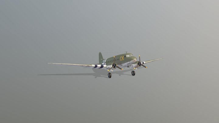 US Air Force DC3 - WWII 3D Model