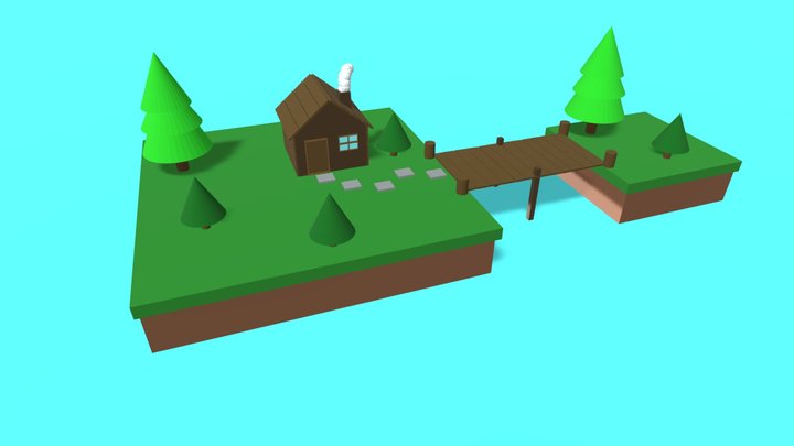 Chalet sur île 3D Model