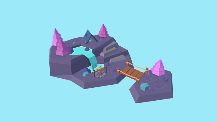 Tiny mountain island 3D Model