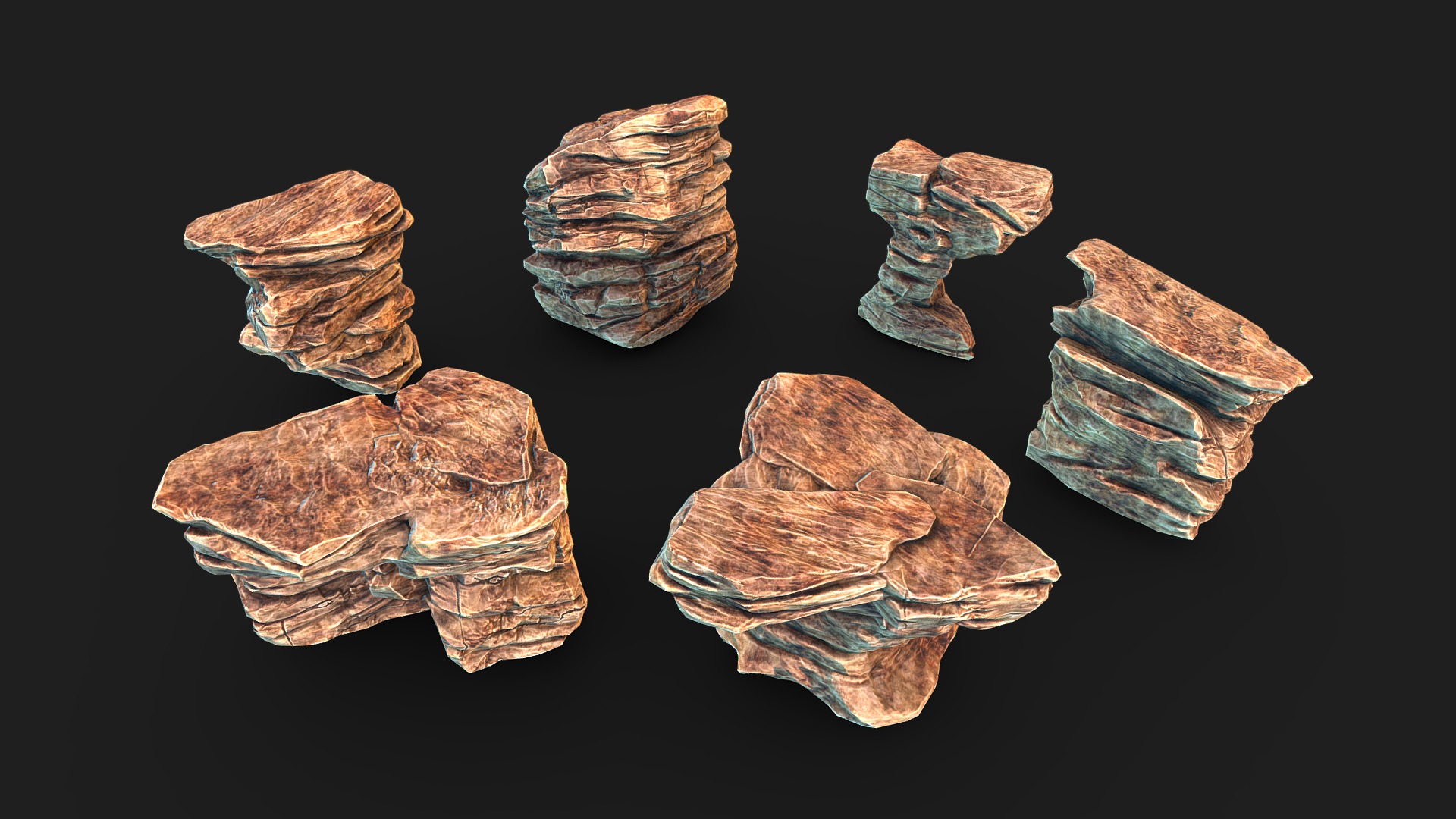 3D model Canyon Cliff Rocks 03 - This is a 3D model of the Canyon Cliff Rocks 03. The 3D model is about a group of brown and green leaves.