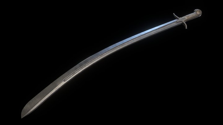 One-handed curved sword 3D Model