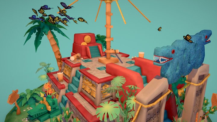 Aztec Inspired DAEVillage 3D Model