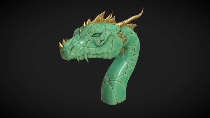 Jade Dragon Statue 3D Model