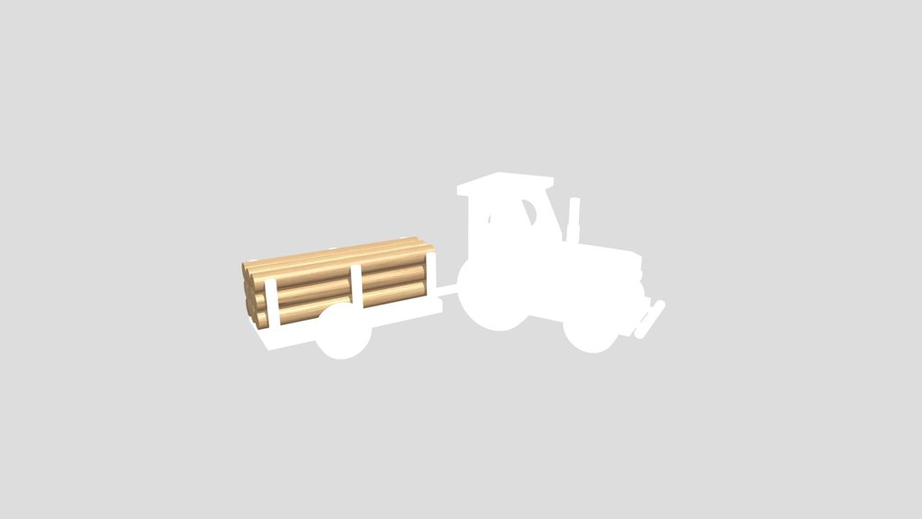 Toy Wood Tractor Hauling Wood