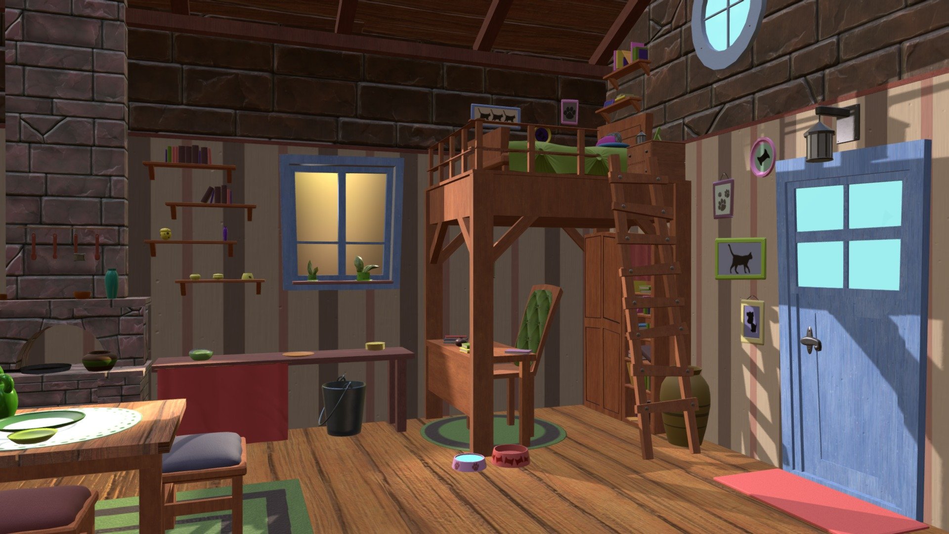 Cartoon interior of a house - 3D model by Lucile Gomez (@lucilegomez)  [77400dd]