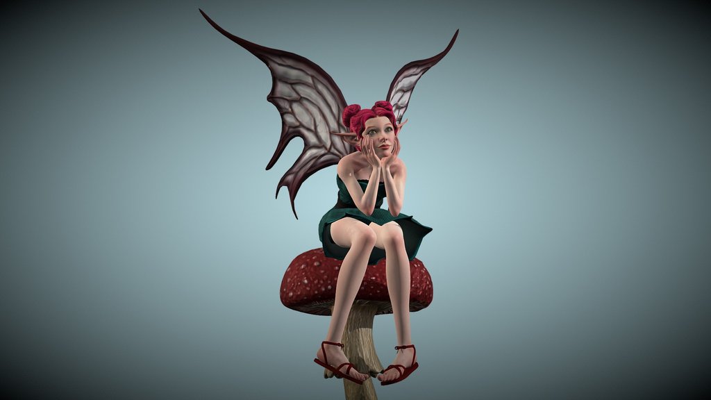 Fairy girl on a mushroom