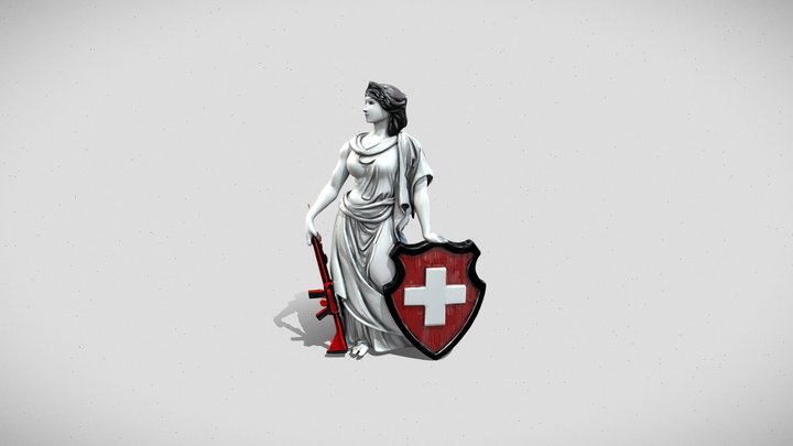 Person holding a shield with her left hand 3D Model