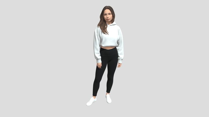 Casual Cropped Hoodie Portrait – Kostenloses 3D-Modell STL