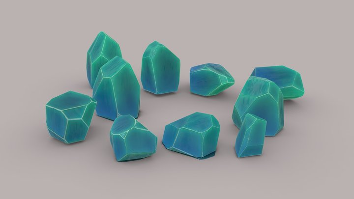 Cyan Crystals 3D Model