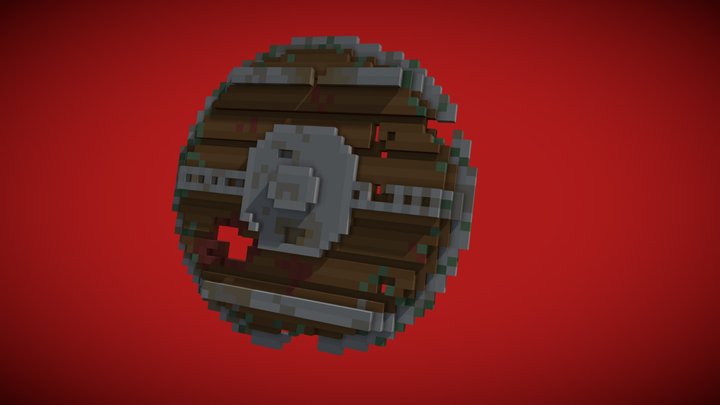 Broken Wooden Round Shield 3D Model
