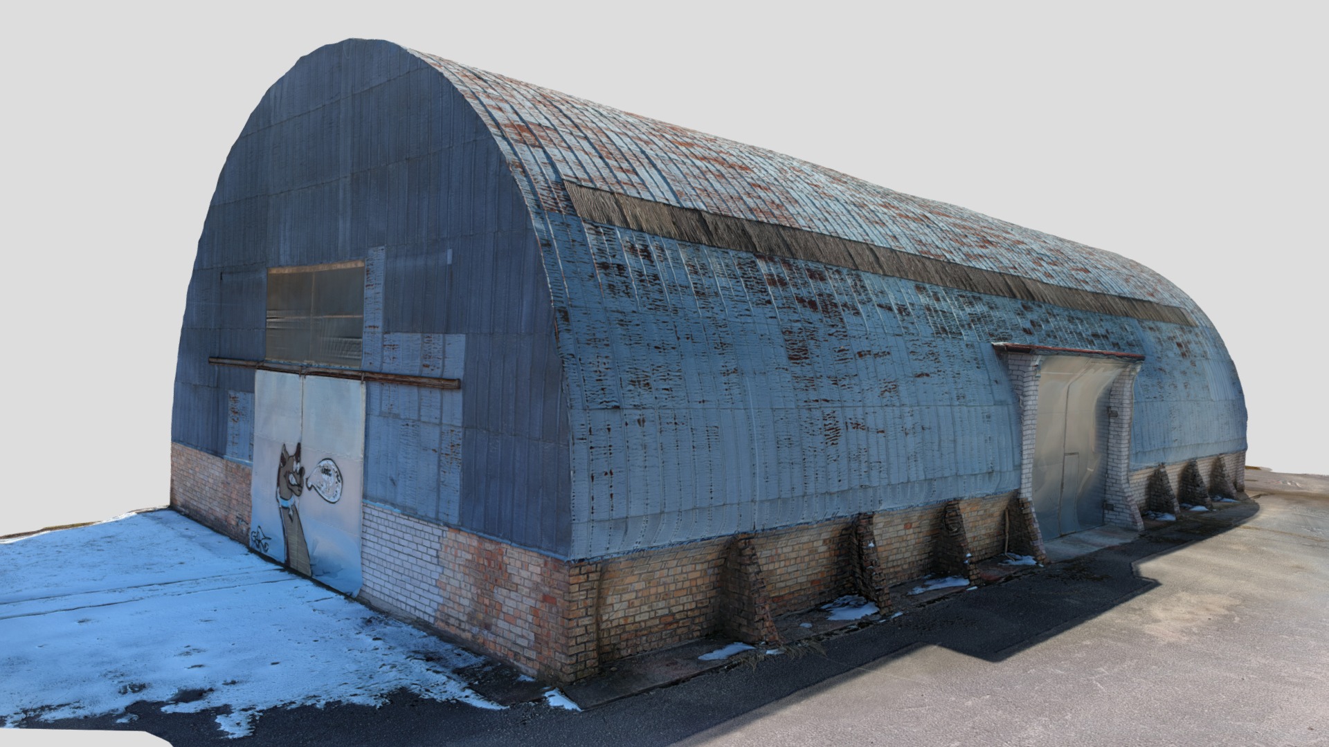 3D model Old Abandoned Hangar - This is a 3D model of the Old Abandoned Hangar. The 3D model is about a building with a large roof.