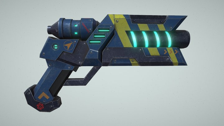 Futuristic gun Low poly game-ready model 3D Model