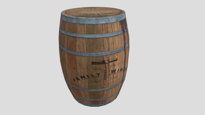 Wodden Wine Barrel gameready GameDev Legend 3D Model
