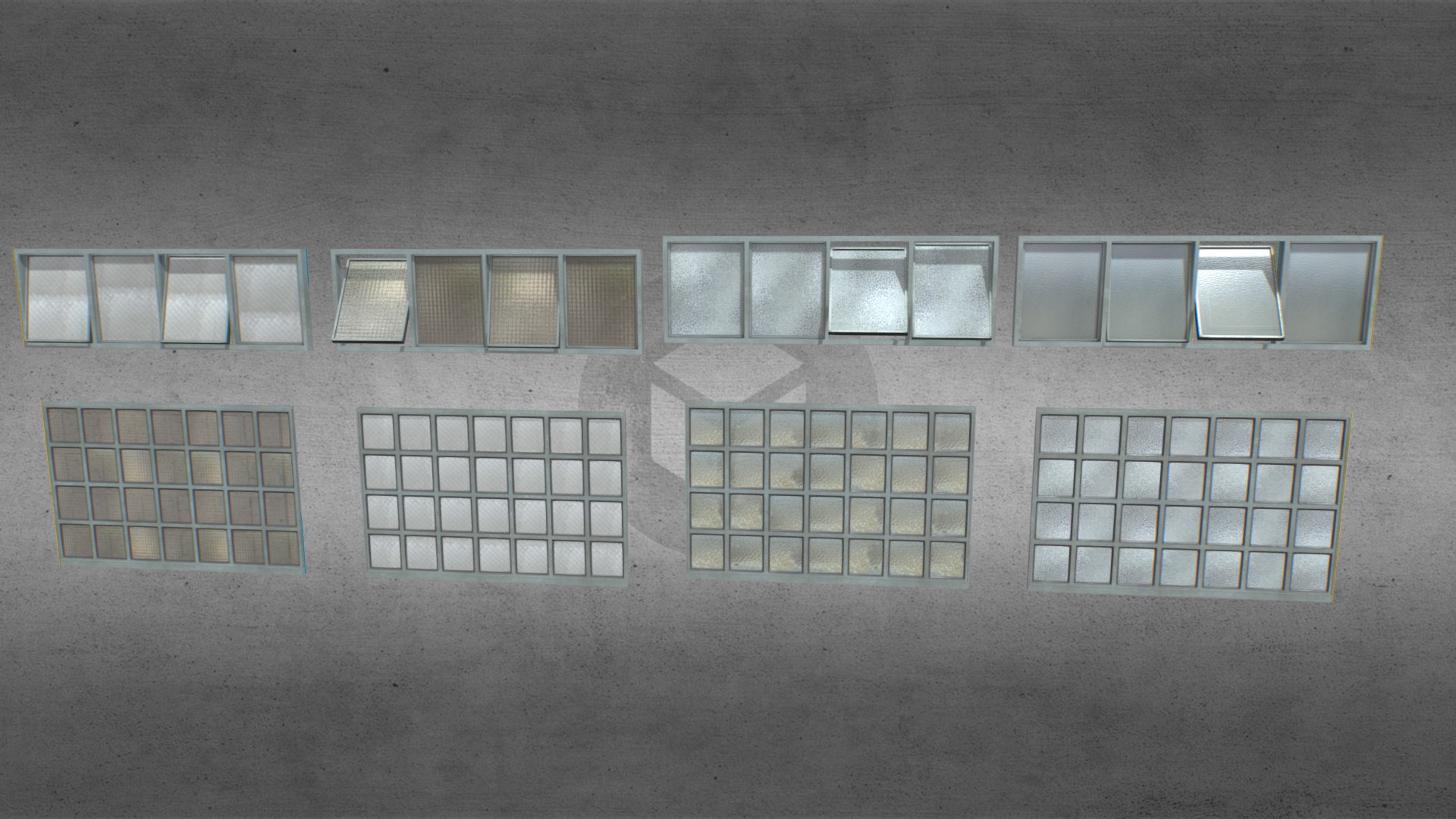 3D model Factory windows pack 2 - This is a 3D model of the Factory windows pack 2. The 3D model is about a building with windows.