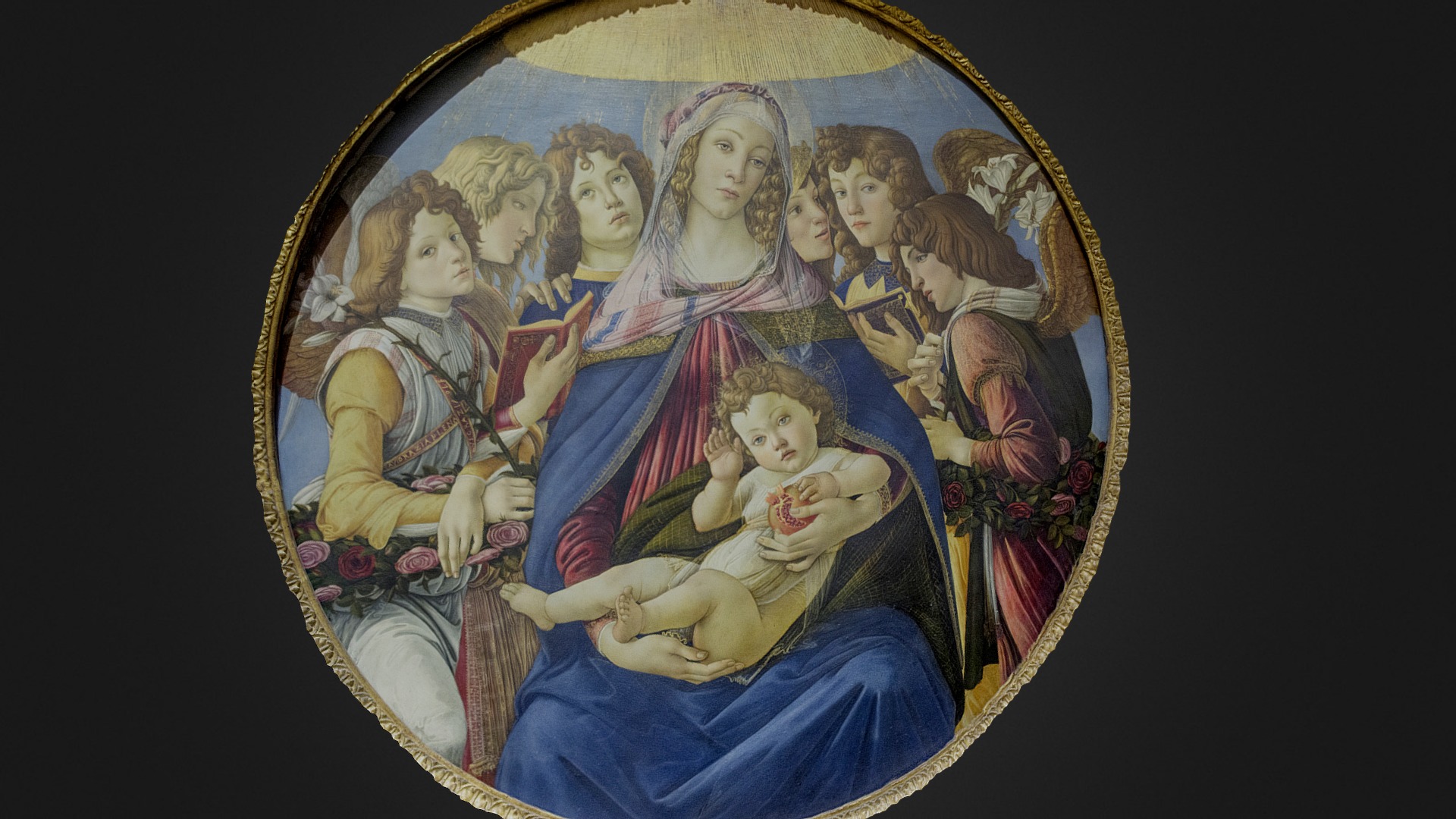 3D model Madonna della Melagrana – Botticelli - This is a 3D model of the Madonna della Melagrana - Botticelli. The 3D model is about a painting of a group of women.