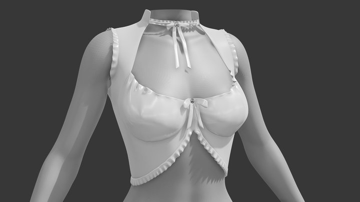 Cute romantic top / ruffled shirt 3D Model