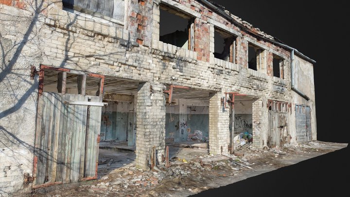 Abandoned Destroyed Soviet Car Repair Shop 3D Model