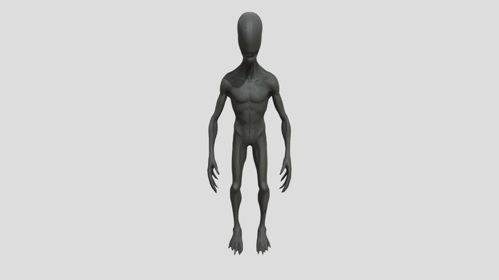 Black horror alien humanoid 3D Model