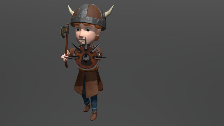Cute Viking Warrior 3D Model