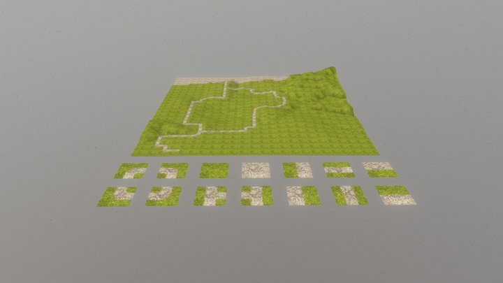 Tileable grass path 3D Model