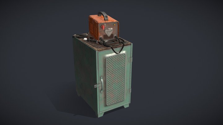 Rusty Arc Welder And Cabinet 3D Model