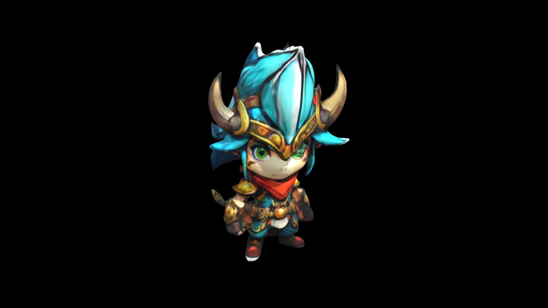 a cartoon character with horns and blue hair - Download Free 3D model ...