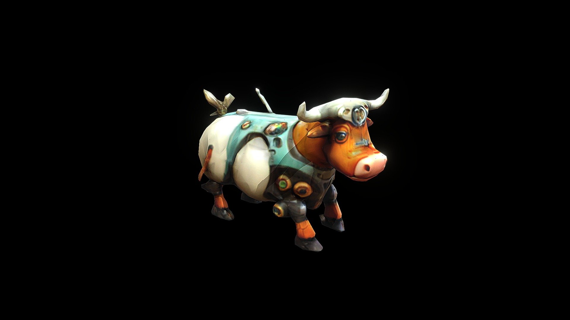 a robotic cow with a circle on its head - Download Free 3D model by ...